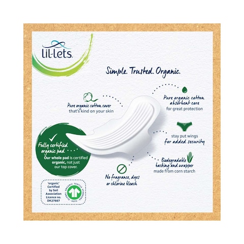 Lil-Lets Organic Ultra Thin Normal Sanitary Pads With Wings White 10 Pads