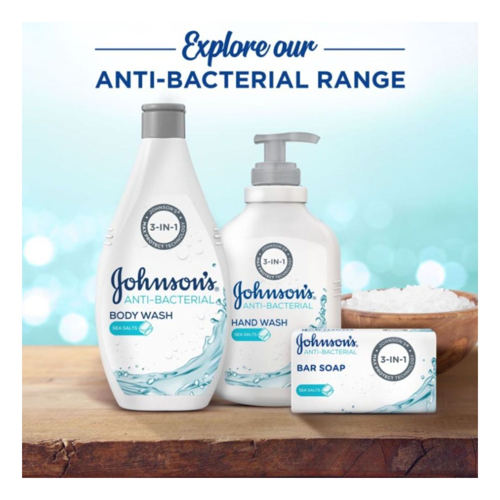 Johnson&#39;s Hand Wash Anti-Bacterial Sea Salts 500ml