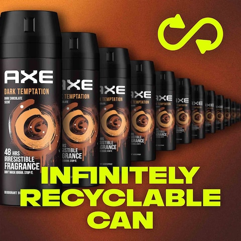 Axe Men&#39;s Deodorant Body Spray  Dark Temptation For 48 Hours Irresistible Fragrance 150ml