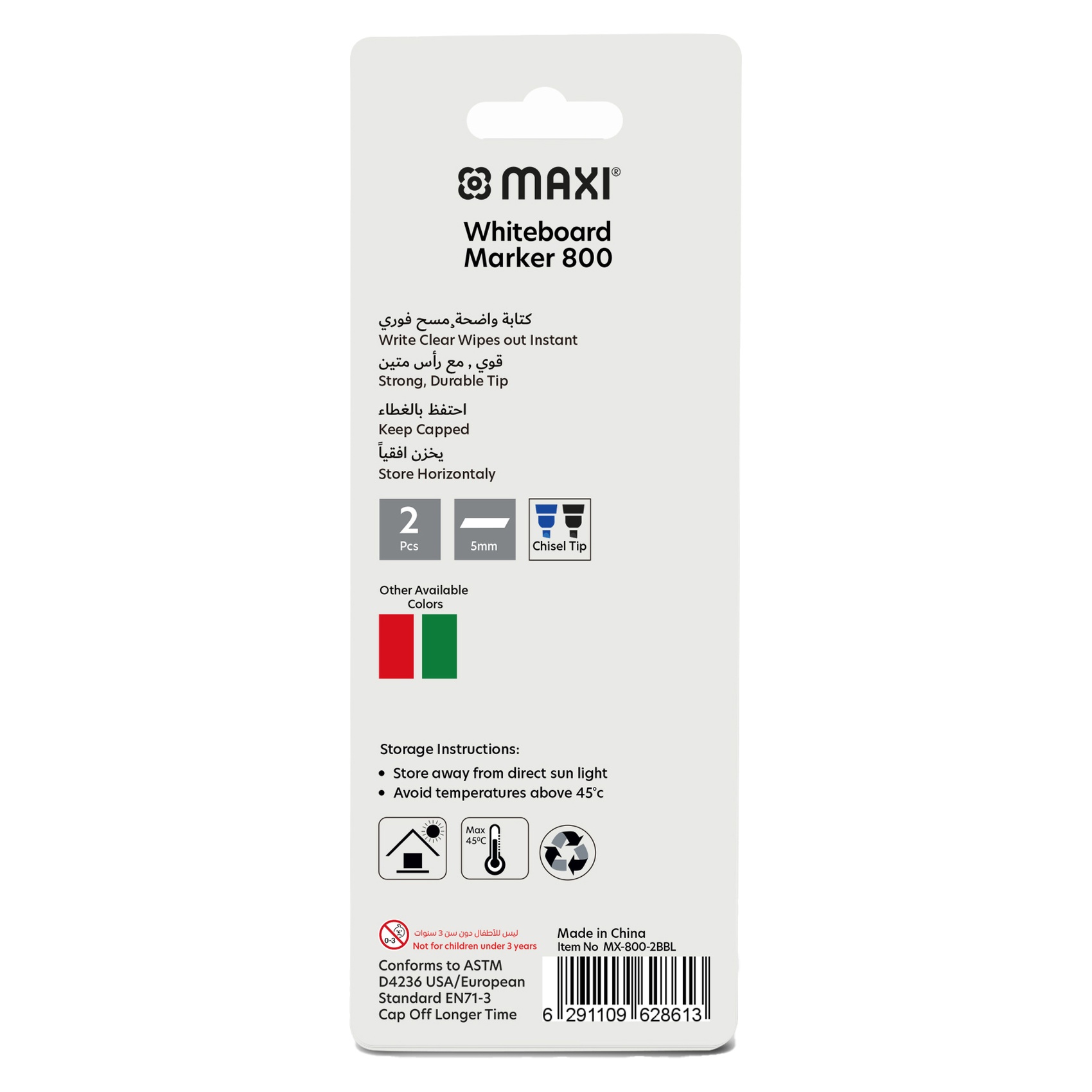 Maxi Whiteboard Marker 800 5mm 2 PCS Blue And Black