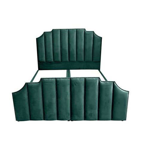 إن هاوس تاج هيكل سرير منجد بالمخمل - نفر ونص - 200×140 سم - أخضر غامق