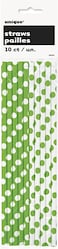 Lime Green Deco Dot Paper Straws 10 pcs