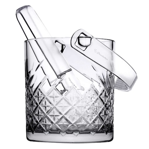 Pasabahce Timeless Ice Bucket With Tongs 1000ml Clear