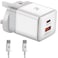 Radalifestyle QC 10 fast charger with quick-charge 25 watt &amp; type C cable included (white)