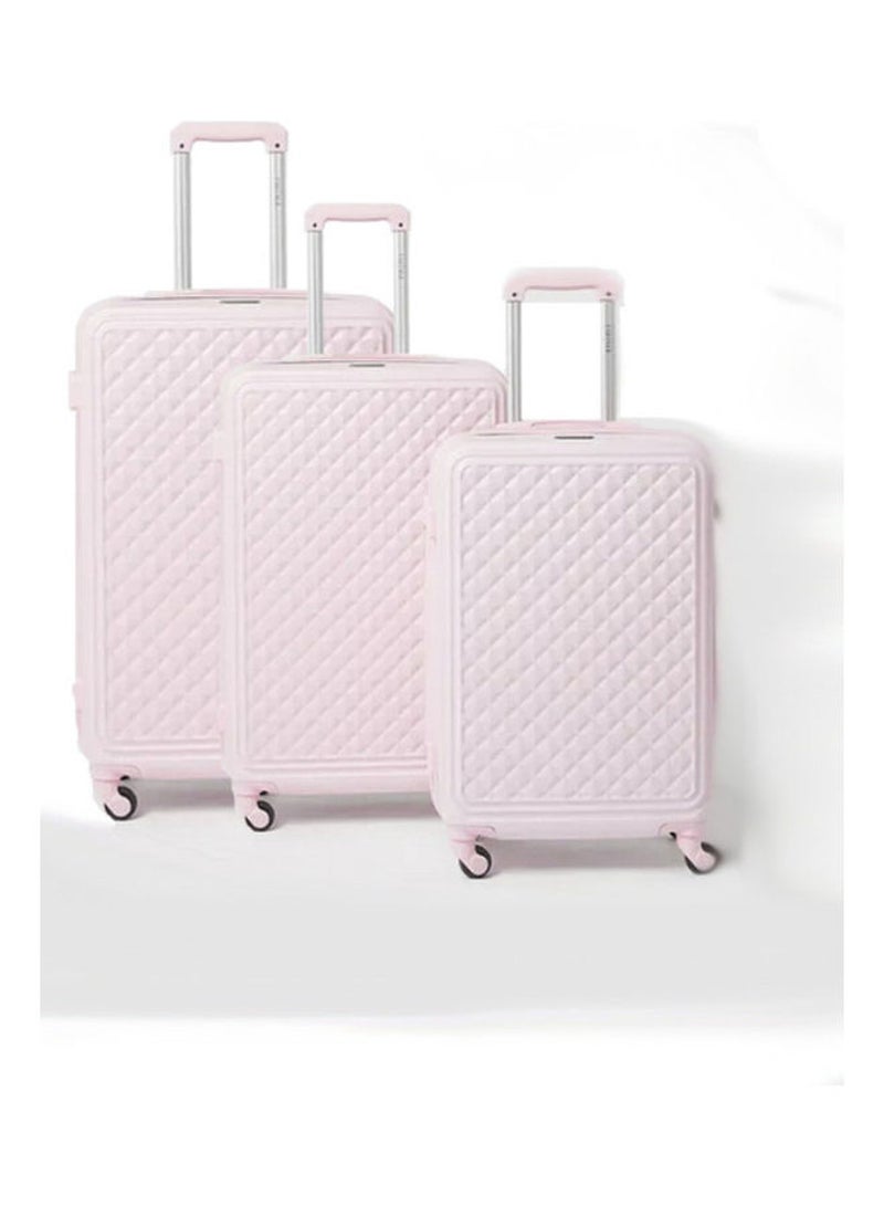 Buy Partner 3-Piece Textured Checkered Luggage Trolley Set, Pink Online ...