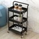 3 Tier Metal Utility Rolling Cart With Wheels Foldable Storage Cart for Classroom Office Bathroom Kitchen Black
