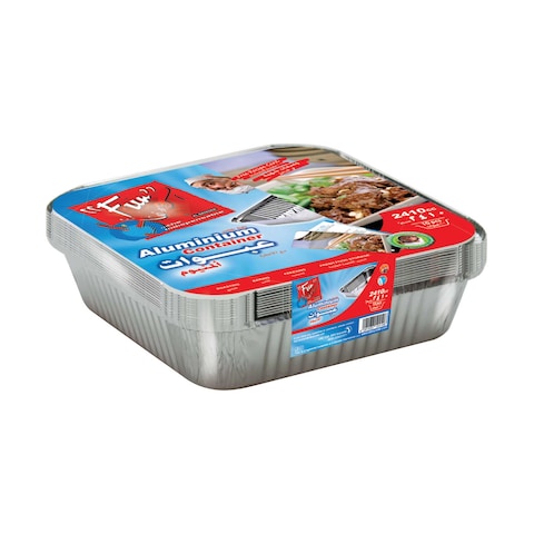 Fun Aluminium Containers with Lids Rectangle 2410cc&times;10Pcs