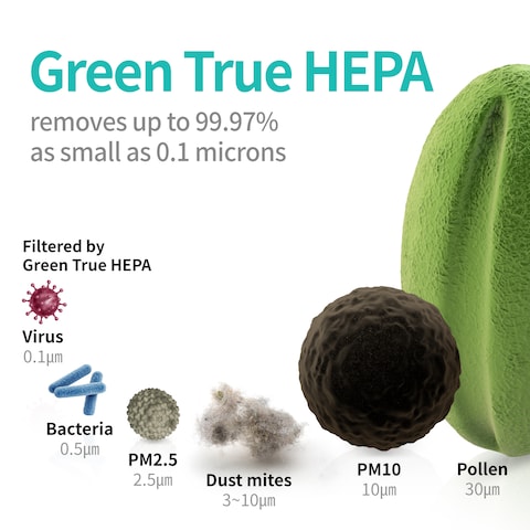 Coway Mighty For Home Bedroom 109m&sup2;, CADR 421m&sup3;/h, Green HEPA With Smart Air Quality Monitor Removes 99.98% Pollen Allergies Pet Dust Odours, Silent Auto Mode With Long-Life Multiple Filters, White