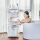 Generic Laundry Sorter Cart, White Multi-Layer Utility Laundry Basket Rolling Cart, Detachable Layering With Pulley Design Laundry Sorter Hamper, For Bathroom