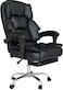 Karnak Executive Office Gaming Chair PU Leather 360 Swivel Desk Chair, High Back &amp; Adjustable Height Computer Table Chair, Soft Foam Gaming Study Chair Lumbar Support With Footrest (Black)