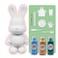BUNNY MONEY SAVER FIGURINE (9 inch - 23 cm) ACRYLIC DRIP POURING PAINT DIY SET Colors: Light-Blue, Gold, Blue-Green.
