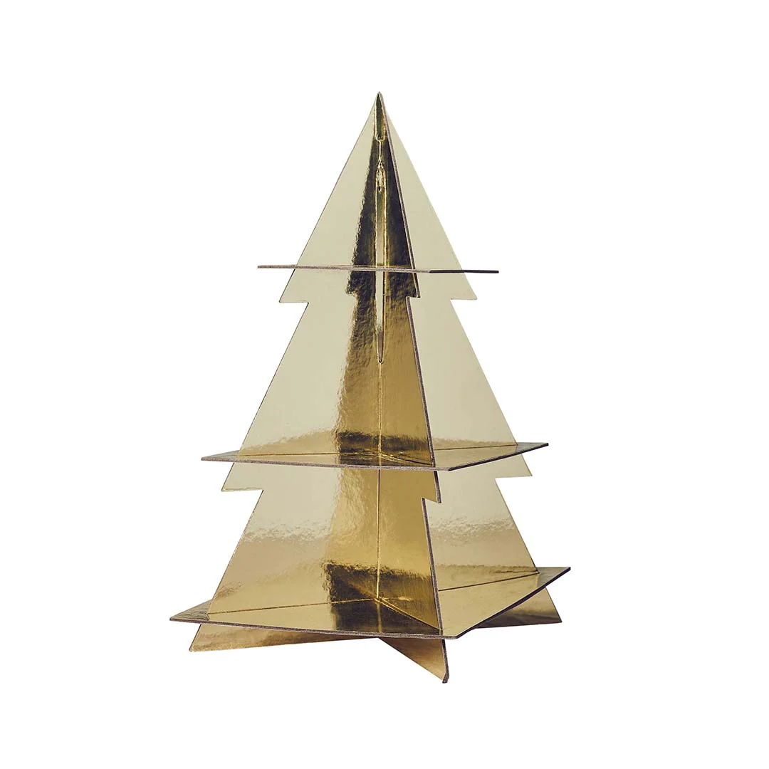 Gold Christmas Tree 3-Tier Cake Stand 1Pc