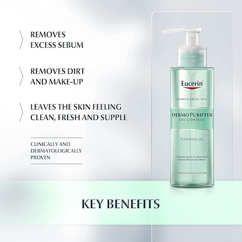 Eucerin Dermopurifyer Cleansing Gel, 200 ml, White