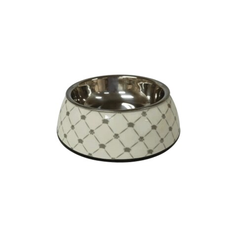 Nutrapet Applique Melamine Round Bowl Black &amp; White Large