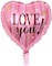 Party Time 1pc 18&quot; Pink Heart Foil Balloon I LOVE YOU Balloon, Stripes Design, Valentines Day Balloons Love Heart Balloons for Wedding, Mother&#39;s Day, Anniversary D&eacute;cor - Valentines Day Decoration