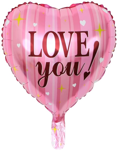 Party Time 1pc 18&quot; Pink Heart Foil Balloon I LOVE YOU Balloon, Stripes Design, Valentines Day Balloons Love Heart Balloons for Wedding, Mother&#39;s Day, Anniversary D&eacute;cor - Valentines Day Decoration