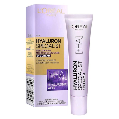 Loreal Paris Expert Replumping Moisturizing Care Eye Cream, With Hyaluronic Acid - 15 Ml