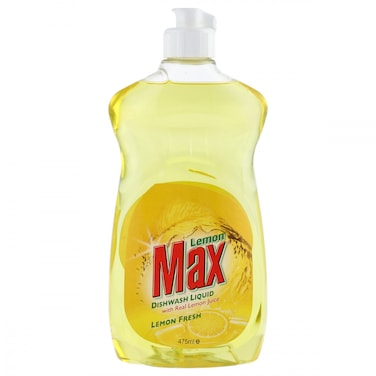 Lemon Max Dishwash Liquid, Lemon Fresh 475 ml