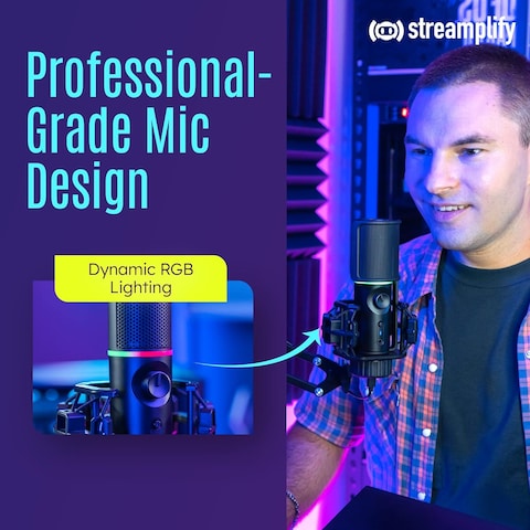 Streamplify MIC Microphone Mount Arm Inside, RGB, 2 Audio Modes MIC-48-RGB-MA-BK
