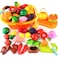 AMOSTING Kids Pretend Food Play Kitchen Toys for Kids, Plastic Food Fruit Cutting Set for Kids Play Kitchen Set, 37 Piece Kitchen Play Food for Kids Learning Gifts Early Educational Toys