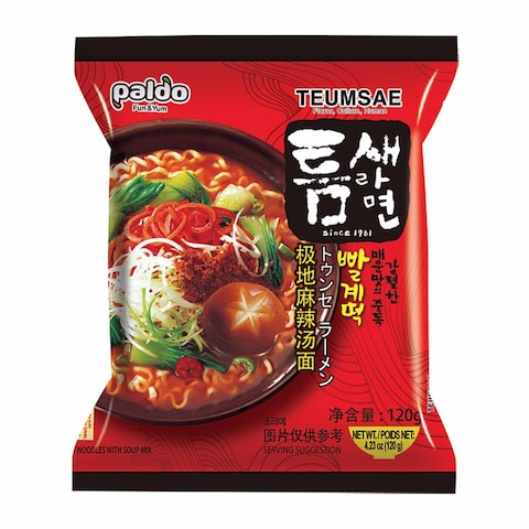 Buy Paldo Extra Spicy Instant Noodles with Soup - 120 gram in Egypt