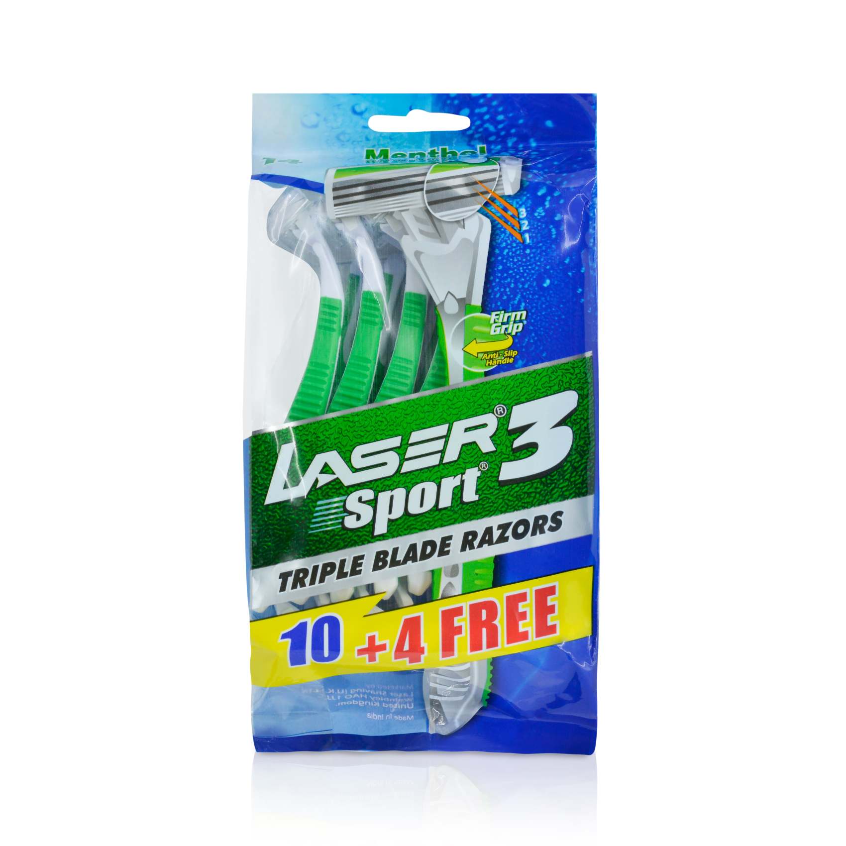 Buy Laser Sport 3 Menthol Disposable Razor 14 Pieces Online | Carrefour UAE