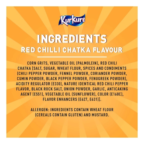 Kurkure Puffcorn Chilli Chatka Flavour Puffed Corn Snacks 25g