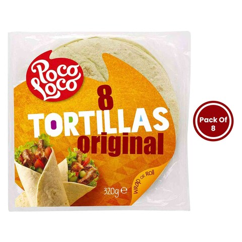 Poco Loco Original Tortillas Wraps 320g x Pack of 8