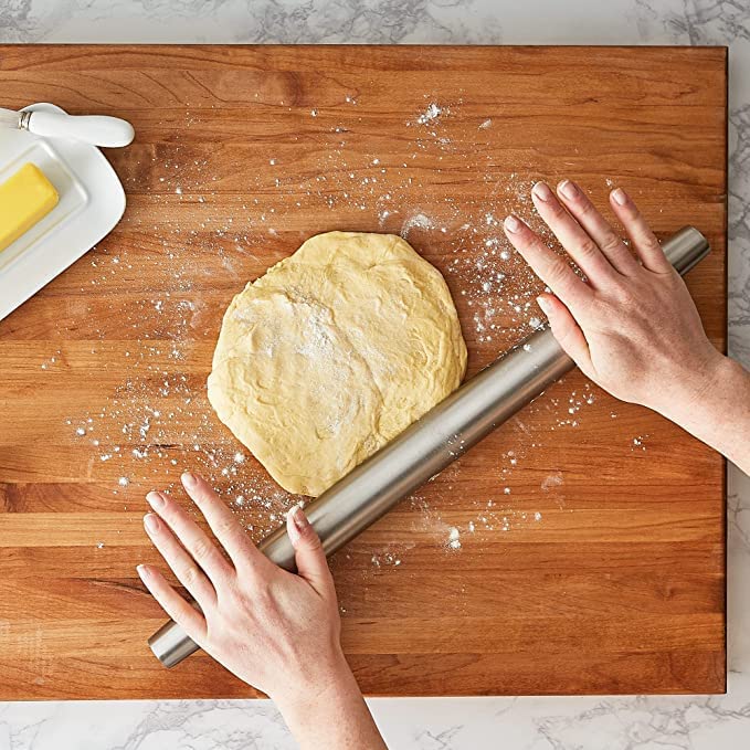 Professional Stainless Steel French Rolling Pin &ndash; Dough Roller for Bakers - Perfect to Make Pizza, Cookie, Pastry, Pasta, Dumpling Dough (23cm)