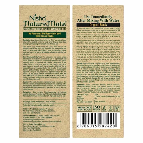 Nisha Nature Mate Henna Based Hair Colour Original Black 60g