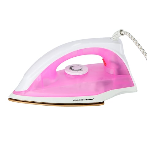 Olsenmark - OMDI1696 Dry Iron - Golden Non-Stick Coating Sole Plate - Adjustable Temperature - Power Indicator - Overheat Protection