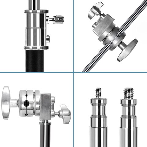 COOPIC C Stand Stainless Steel 330cm/10ft Max. Height Studio Photo Video 4 feet Holding Arm Grip with Turtle Base for Light Reflector (1 PACK)
