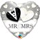 Qualatex Mr. and Mrs. Wedding Heart Foil Balloon- 18-Inch Size- Black and White