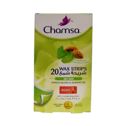 Chamsa Ginkgo Biloba And Almond Oil Body Wax Strips 20 Count