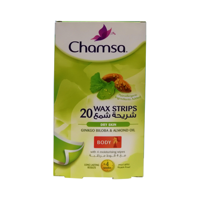 Chamsa Ginkgo Biloba And Almond Oil Body Wax Strips 20 Count
