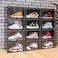 1CHASE&reg; Shoe Storage Box, Side Open High Quality storage Organizer Boxes - Stores Shoes Size up to UK 46 (Big Size), 2 Box Set (Black)