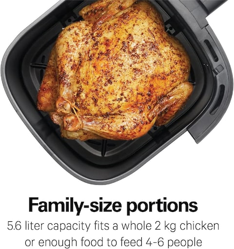 Hamilton Beach Digital Air Fryer With 8 Pre-Sets For Air Fry, Roast, Bake, Reheat Quick Easy Meals, 5.6L Capacity, 1700W, Easy To Clean Non-Stick Basket, 35075-ME