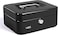 Rubik Medium Cash Box Steel Register With Tray And Lock Durable Portable Money Box Safe For Bills Jewelry Receipts Coins (20x16x9cm) Black