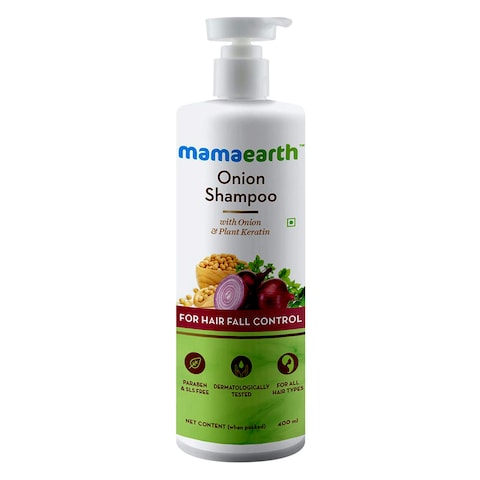 Mamaearth Onion Shampoo With Onion And Plant Keratin For Hair Fall Control White 400ml