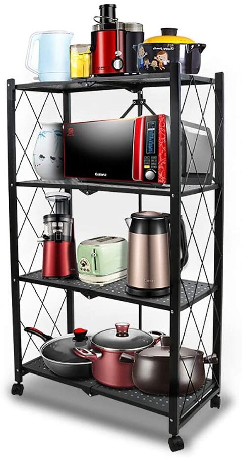 4-Tire Kitchen Microwave Racks Shelving Storage Unit Foldable Bread Racks, Storage Racks, Trolleys, Metal Organizer Wire Rack for Home Kitchen
