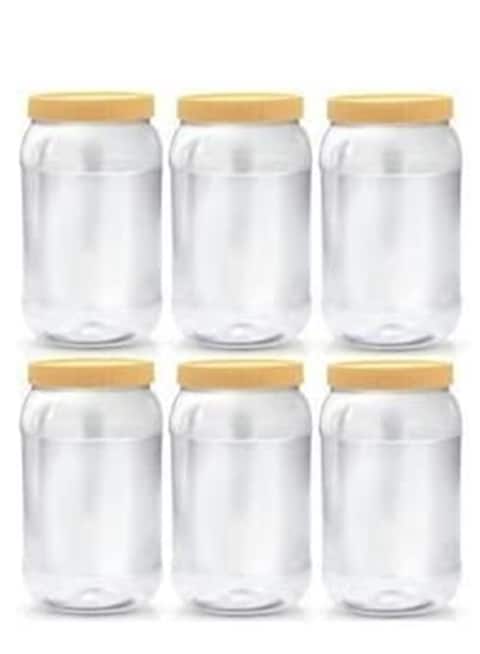 ALSAQER 6-Pieces (1500 ml) Plastic Spice Storage Pet Jar -Sunpet Round Clear Jars with lid-Plastic Transperent Pet Bottles