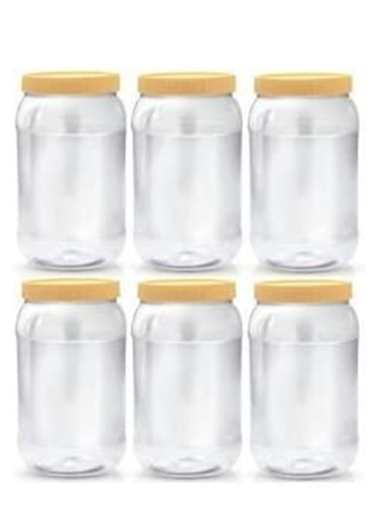 ALSAQER 6-Pieces (1500 ml) Plastic Spice Storage Pet Jar -Sunpet Round Clear Jars with lid-Plastic Transperent Pet Bottles