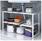 Buy Generic 2 Tiers Expandable Kitchen Storage Multi-Functional Rack Adjustable Stainless Steel Under Sink Organizer Storage Shelf Cabinet in UAE