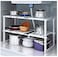 Generic 2 Tiers Expandable Kitchen Storage Multi-Functional Rack Adjustable Stainless Steel Under Sink Organizer Storage Shelf Cabinet