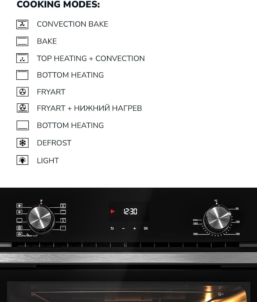 MILLEN MEO 6003 BL 78L Electric Oven - Energy Class A, 9 Cooking Modes, 60 cm, SCHOTT Double Glass Door, Glass finish, Mechanical and Touch Control with Timer, 3 Year Warranty