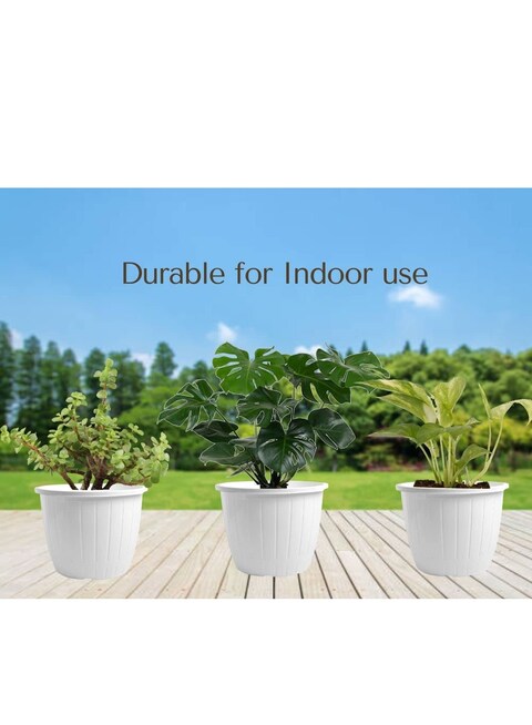 vsell24&nbsp;Set Of 3 Indoor And Outdoor Plastic Round Flower Pot With Drainage Holes And Saucer For Gardens-46X44CM