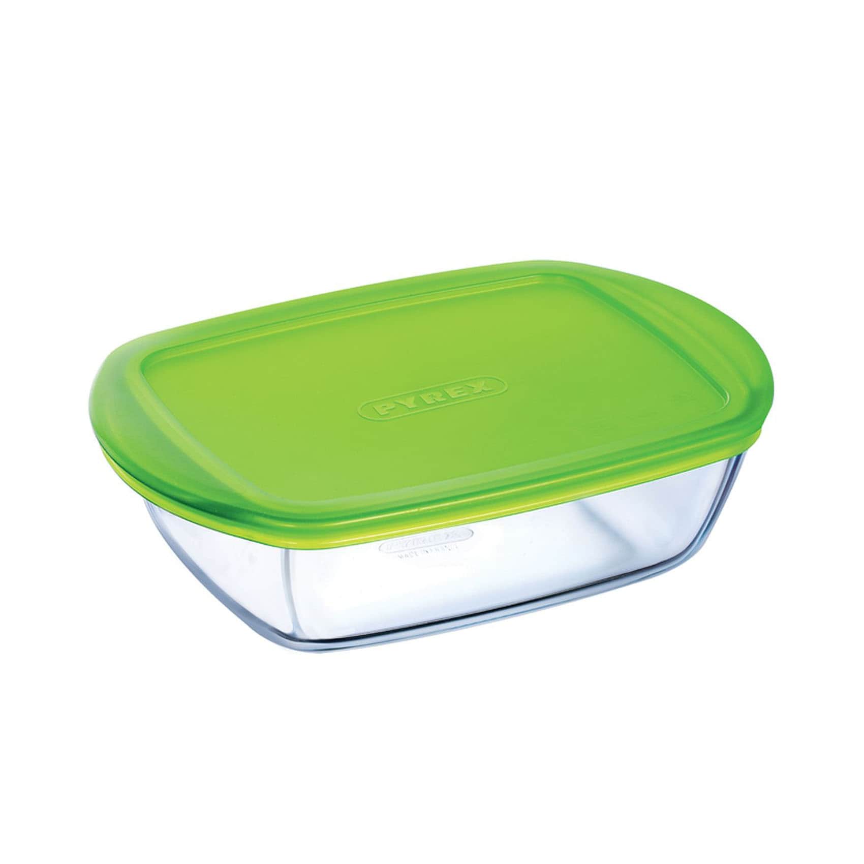 Buy Pyrex Rectangle Dish With Lid 28 Cm Green Online - Main Image
