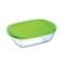 Pyrex Rectangle Dish With Lid - 28 Cm - Green