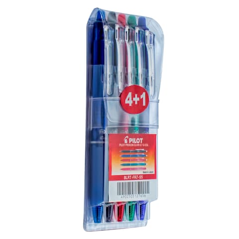 بايلوت فريكشن كليكر قلم الحبر الجاف القابل للمسح والسحب 0.7 ملم - متعدد الألوان ، 5 قطع