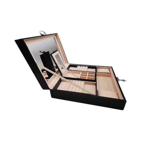 Jewelry Box Ideal Gift , Double Layer Display Jewelry Box , Large Capacity Jewelry Box Waterproof PU Leather Packaging Travel Packaging Neck
